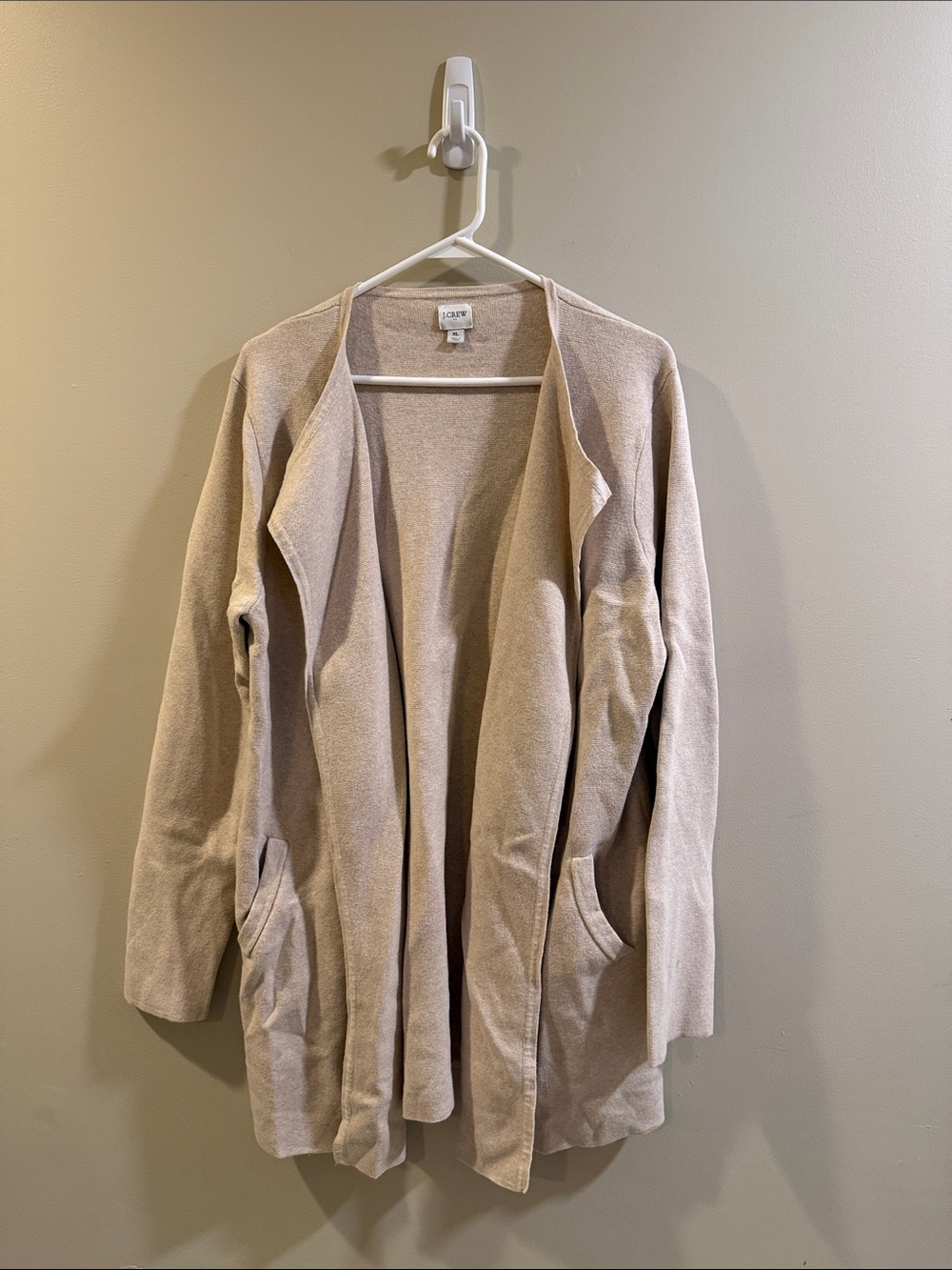 J. Crew Open-Front Cardigan in Light Taupe